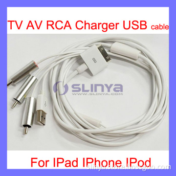 3 Connector Signal Transport TV RCA Cable for iPad 5